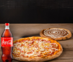 COMBO FAMÍLIA: 1 Pizza Família + Pizza Pequena Doce + Refri 1L 