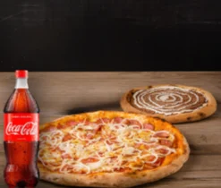 COMBO FAMÍLIA: 1 Pizza Família + Pizza Pequena Doce + Refri 1L